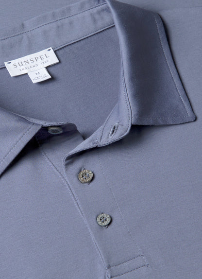 Mens Classic Jersey Polo Shirt In Selvedge Blue Mpol1052 Buwf
