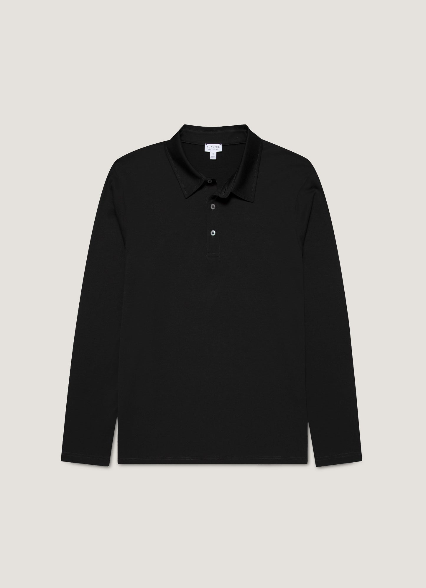 Mens Long Sleeve Classic Jersey Polo Shirt In Black Mpol1054 Bkaa