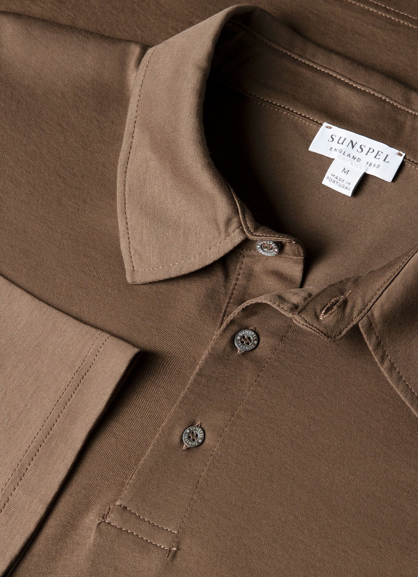 Mens Long Sleeve Classic Jersey Polo Shirt In Bark Mpol1054 Brgc