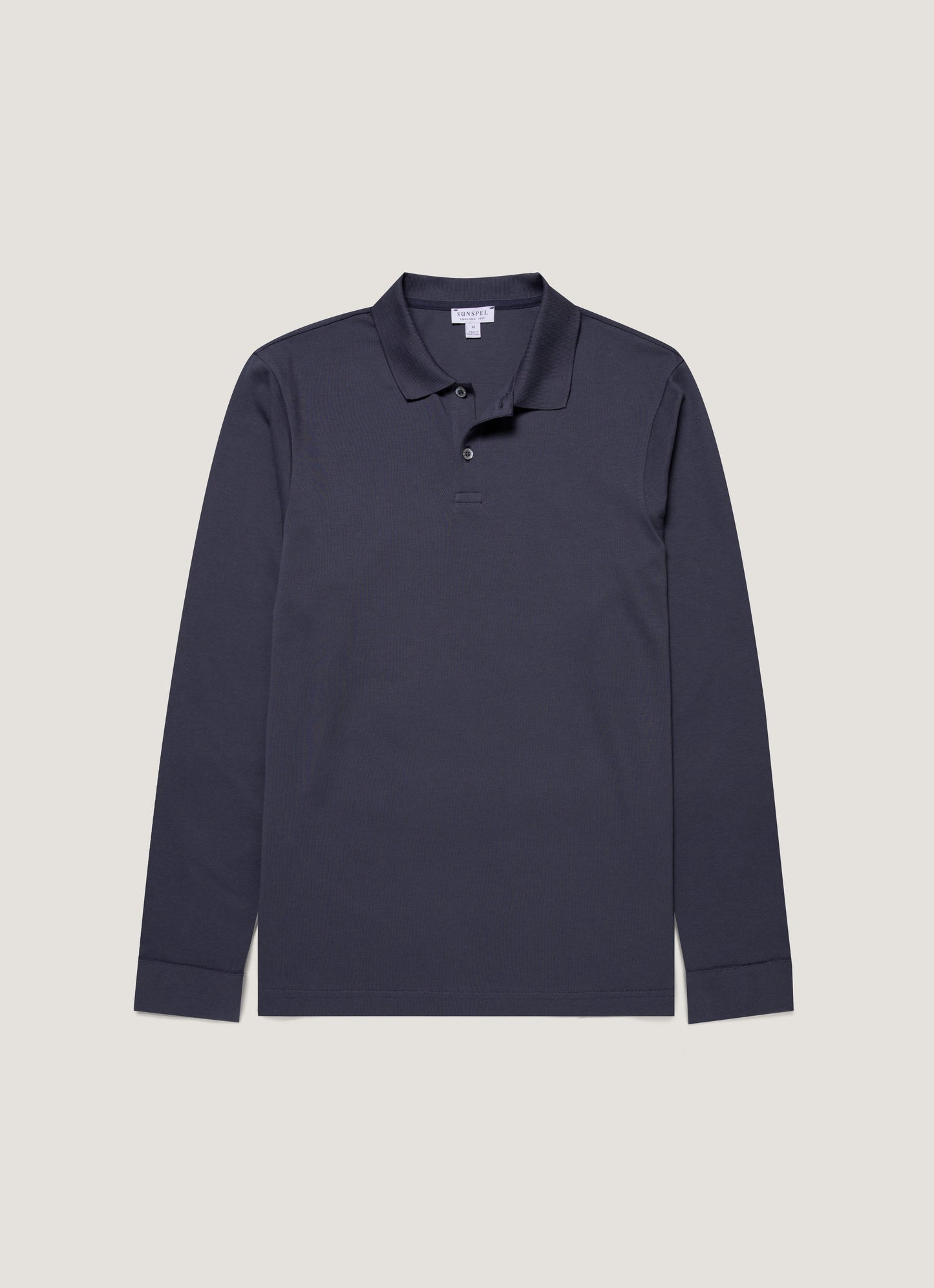 Mens Long Sleeve Pique Polo Shirt In Navy Mpol1065 Buaa
