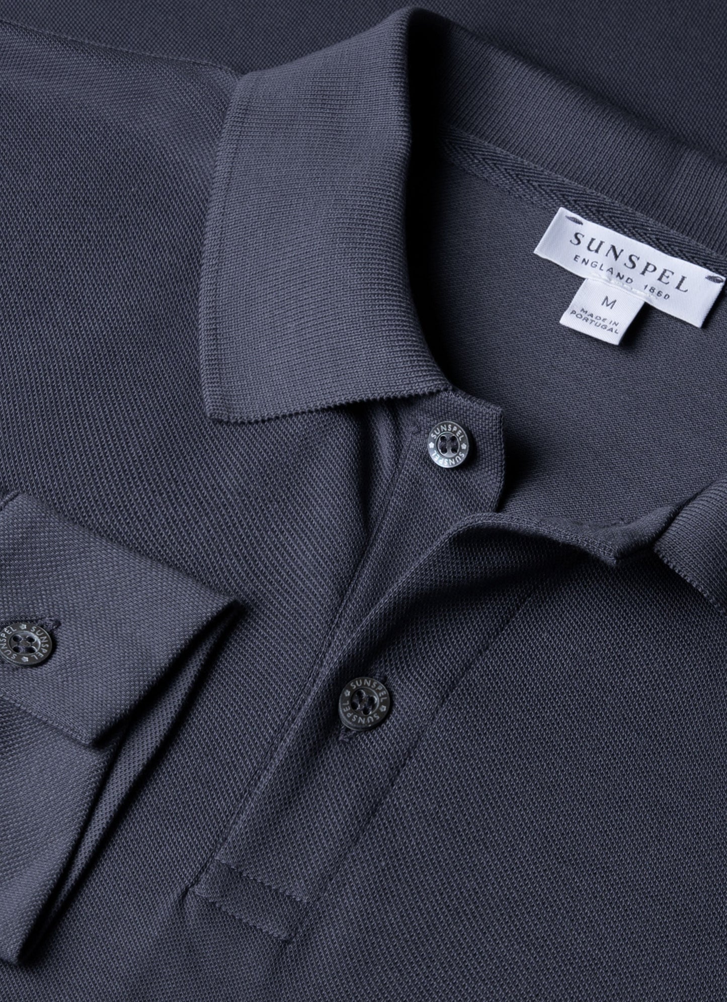 Mens Long Sleeve Pique Polo Shirt In Navy Mpol1065 Buaa