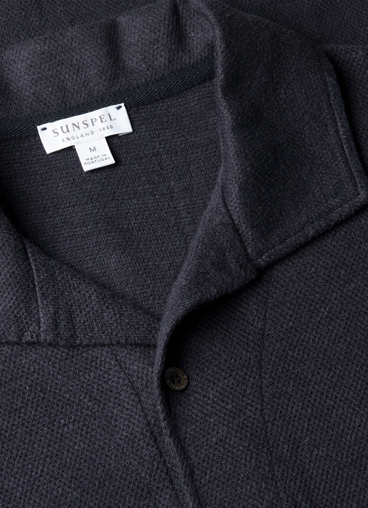 Men's Linen Piqué Polo Shirt in Navy