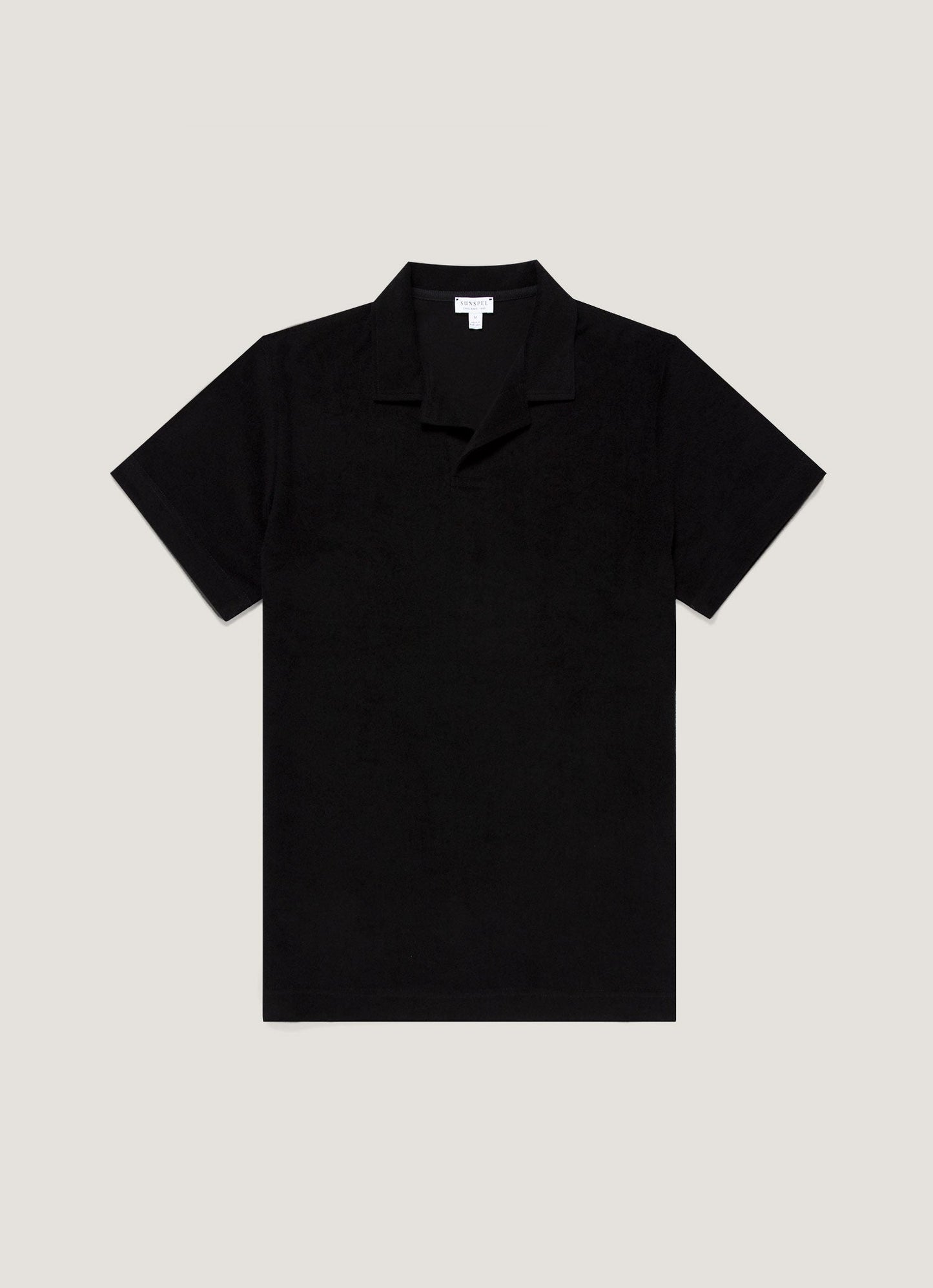 Mens Towelling Polo Shirt In Black Mpol1574 Bkaa