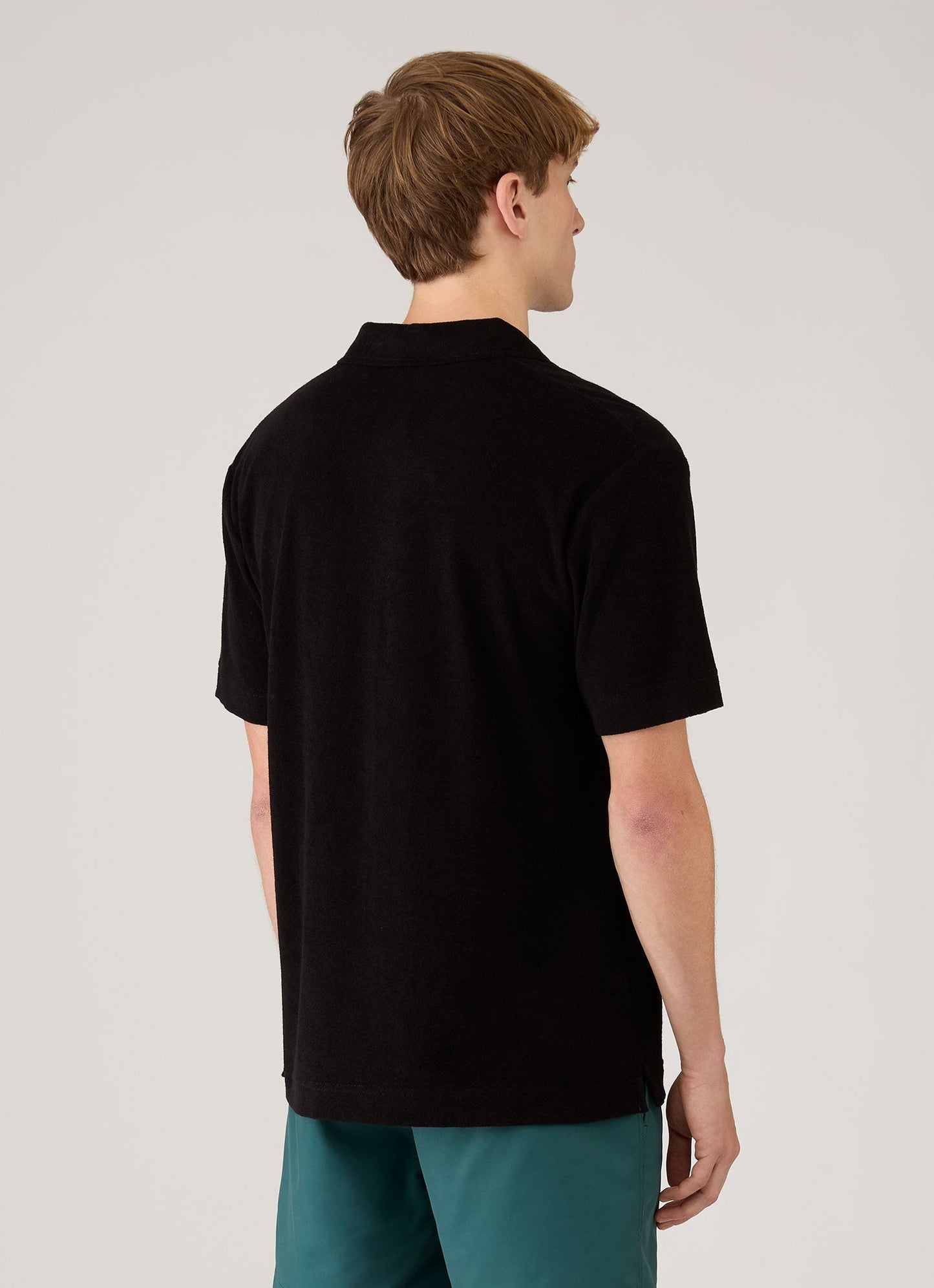 Mens Towelling Polo Shirt In Black Mpol1574 Bkaa