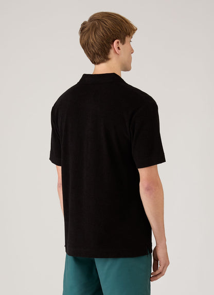 Mens Towelling Polo Shirt In Black Mpol1574 Bkaa