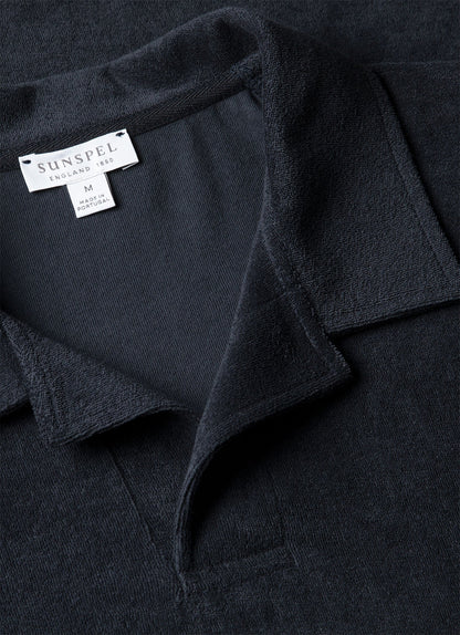 Mens Towelling Polo Shirt In Navy Mpol1574 Buaa