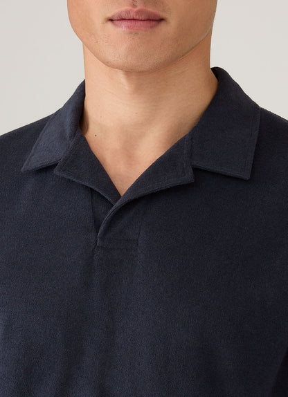 Mens Towelling Polo Shirt In Navy Mpol1574 Buaa