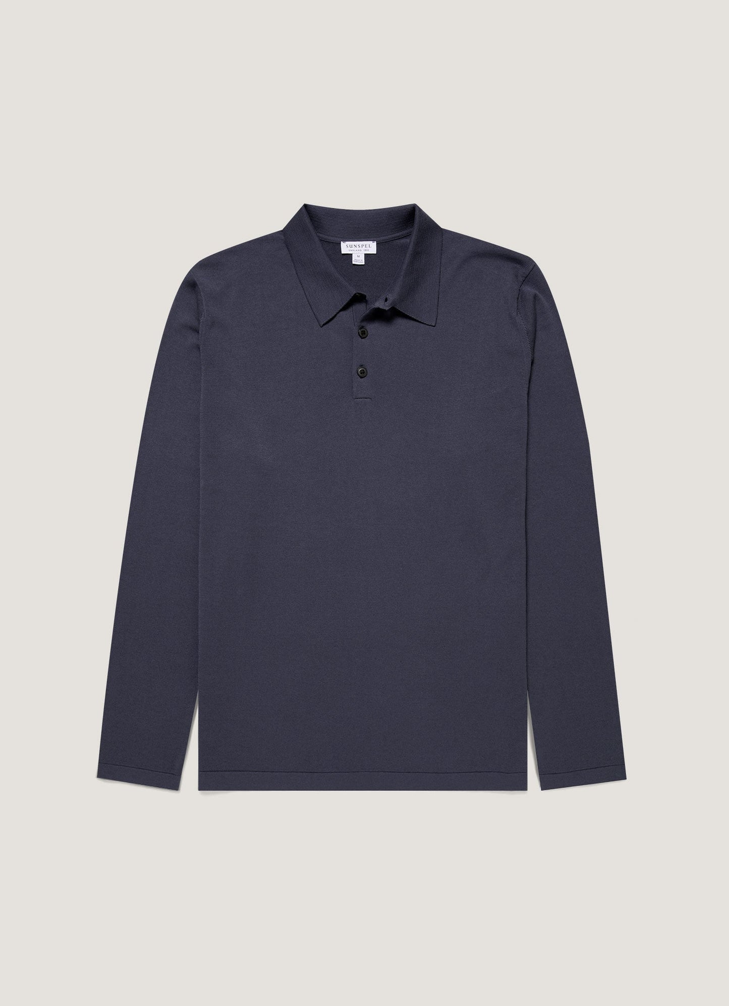 Mens Long Sleeve Sea Island Cotton Polo Shirt In Slate Blue Mpol8047 Buua