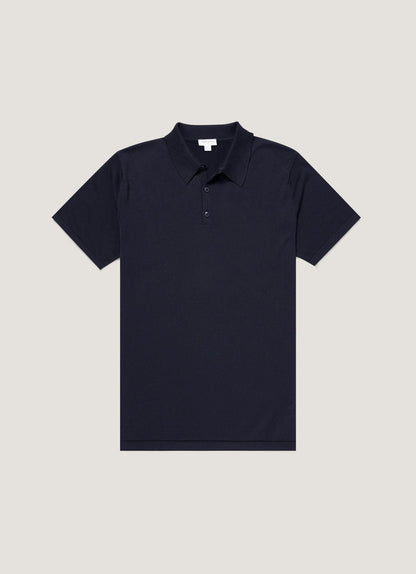 Mens Sea Island Cotton Knit Polo In Light Navy
