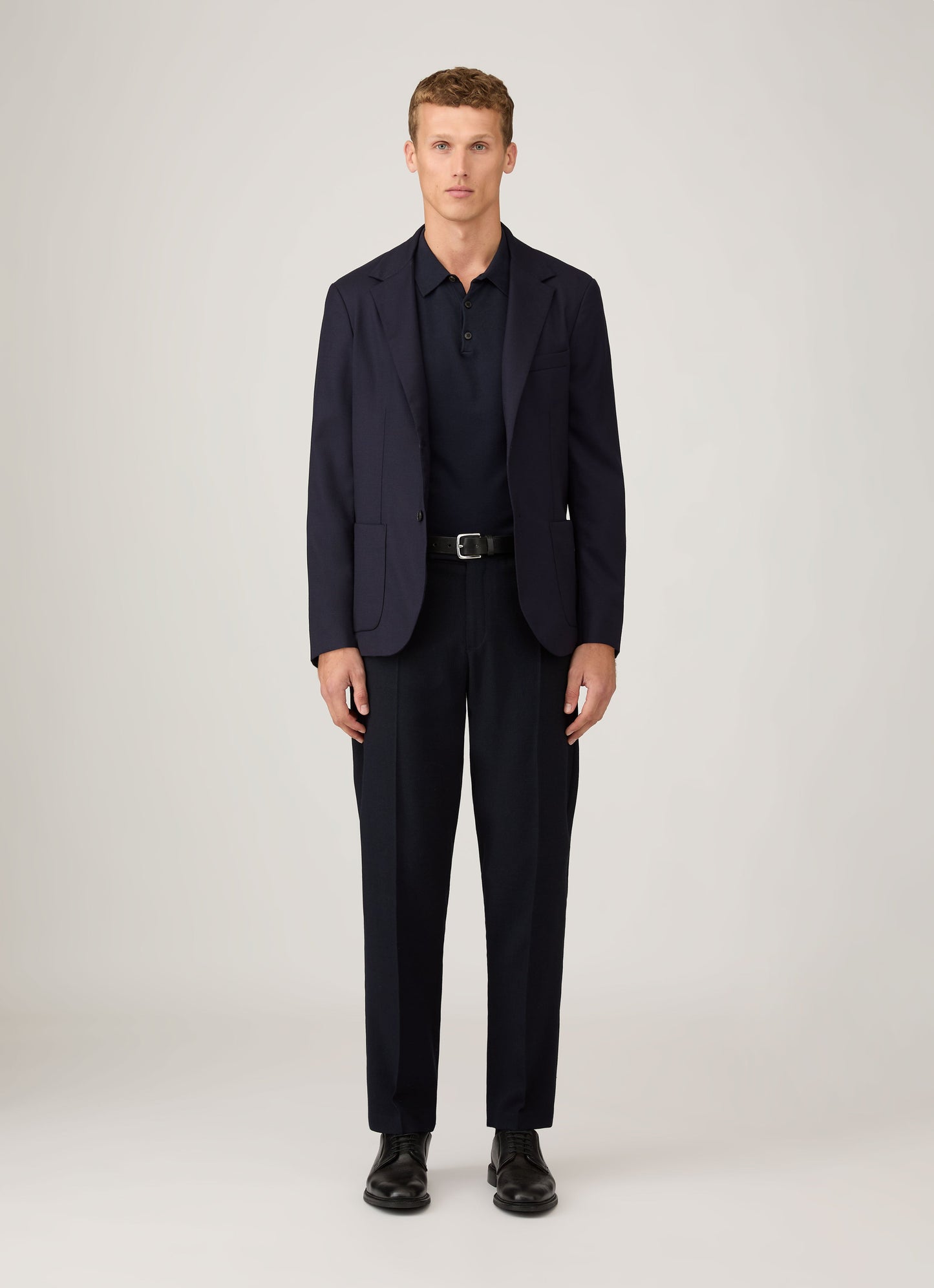 Mens Sea Island Cotton Knit Polo In Light Navy
