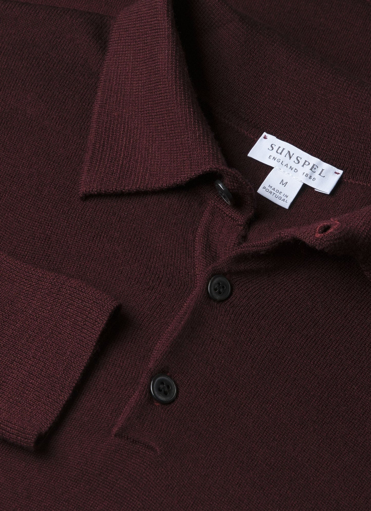Mens Fine Merino Wool Polo Shirt In Port