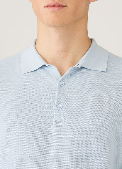 Mens Knit Polo Shirt In Pastel Blue Mpol8115 Buwr