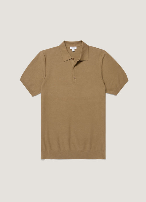 Mens Knit Polo Shirt In Dark Stone Mpol8115 Whdc