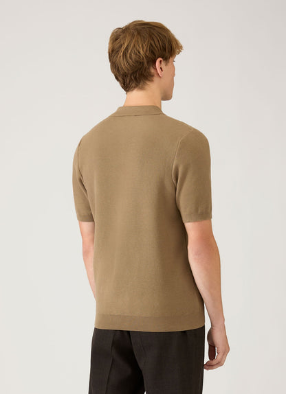 Mens Knit Polo Shirt In Dark Stone Mpol8115 Whdc