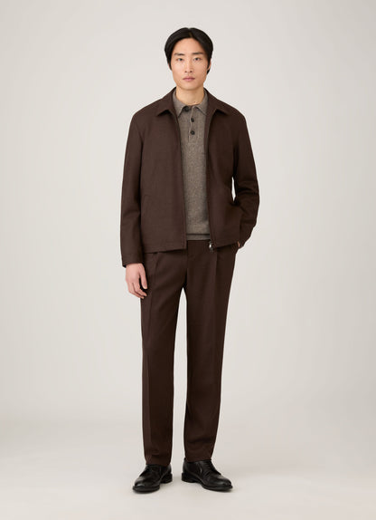 Mens Lambswool Polo Shirt In Bark Mpol8188 Brgc