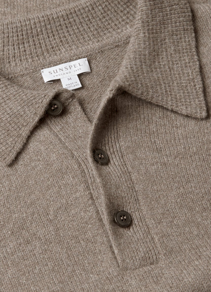 Mens Lambswool Polo Shirt In Bark Mpol8188 Brgc