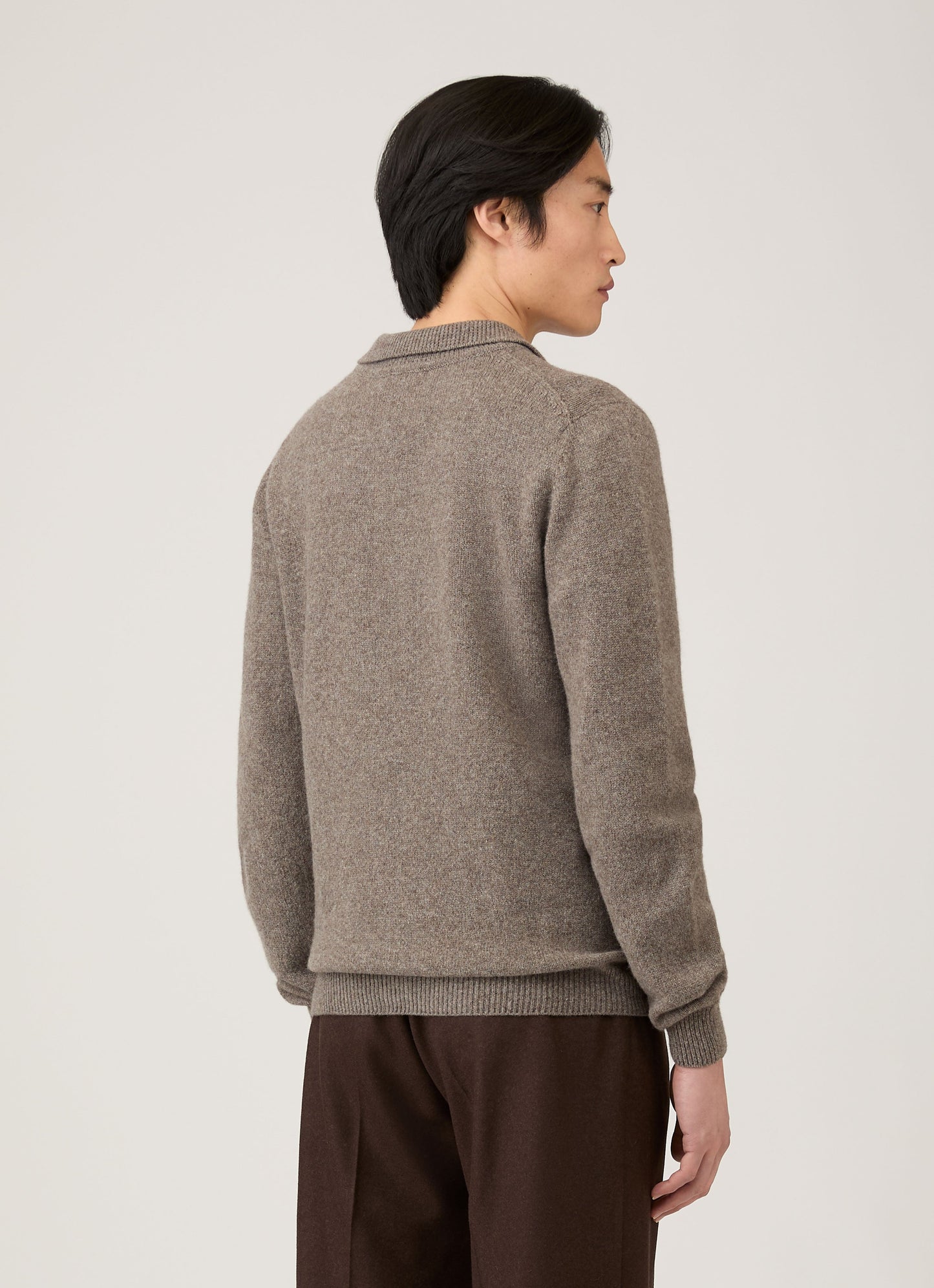 Mens Lambswool Polo Shirt In Bark Mpol8188 Brgc