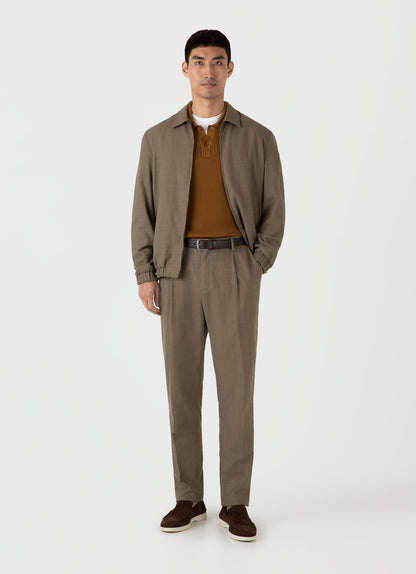 Mens Linear Mesh Knit Polo Shirt In Golden Brown Mpol8276 Brfo