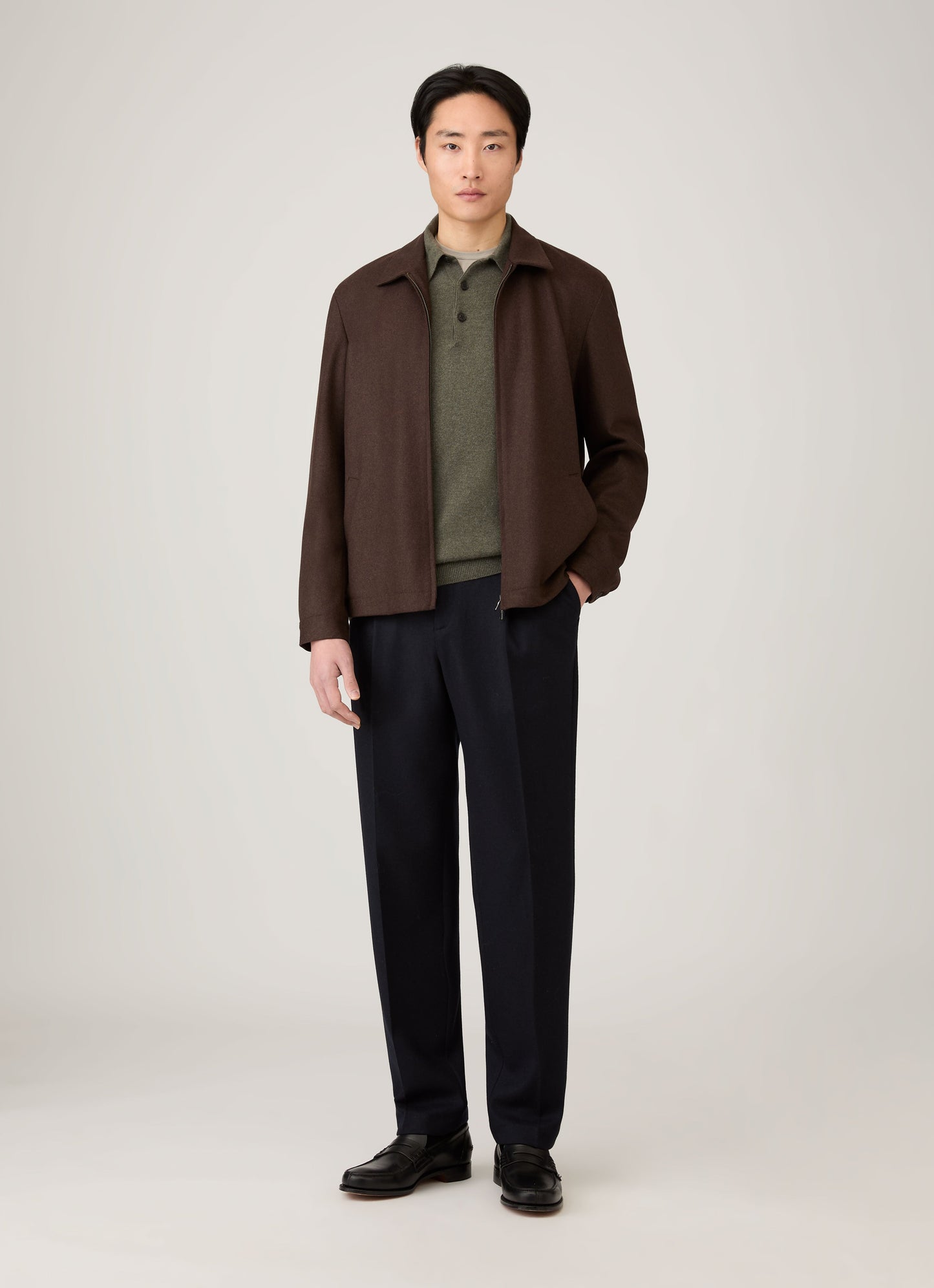 Mens Cashmere Polo Shirt In Khaki Mpol8293 Gngy