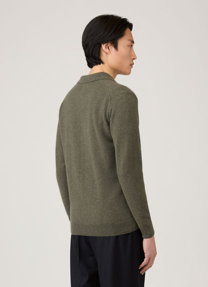 Mens Cashmere Polo Shirt In Khaki Mpol8293 Gngy