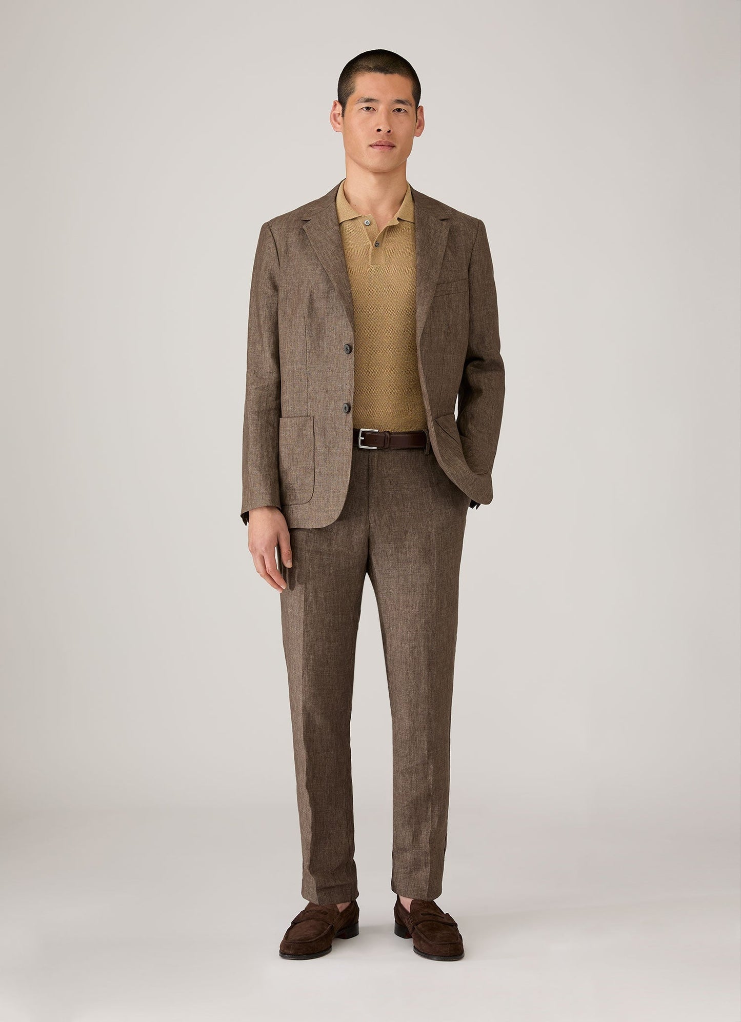 Mens Silk Linen Honeycomb Polo In Hazelwood Mpol8312 Brgt