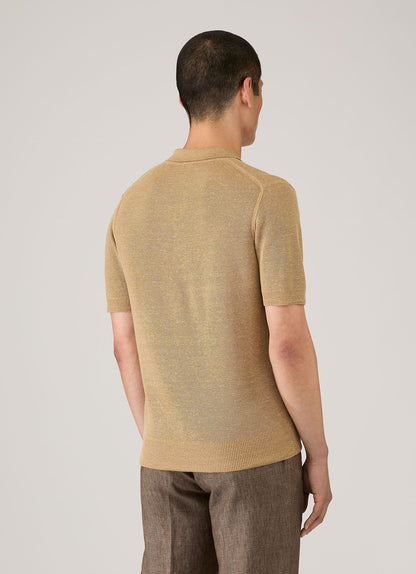 Mens Silk Linen Honeycomb Polo In Hazelwood Mpol8312 Brgt