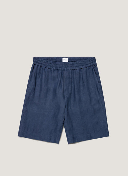 Mens Linen Drawstring Short In Light Navy Mshr3516 Buaf
