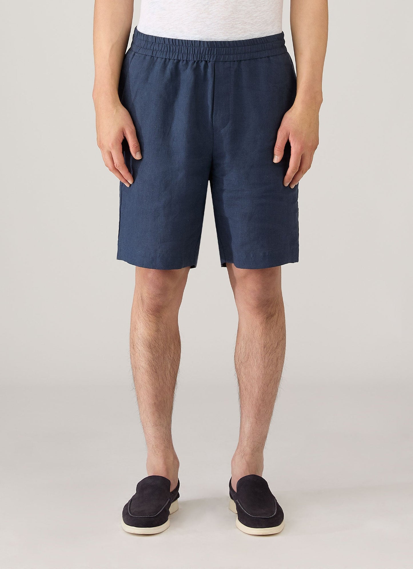 Mens Linen Drawstring Short In Light Navy Mshr3516 Buaf