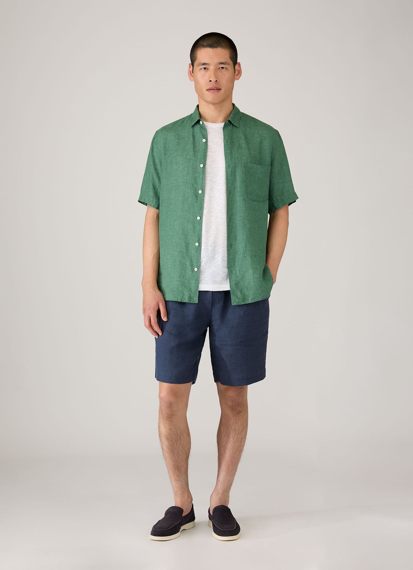 Mens Linen Drawstring Short In Light Navy Mshr3516 Buaf
