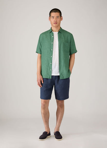 Mens Linen Drawstring Short In Light Navy Mshr3516 Buaf