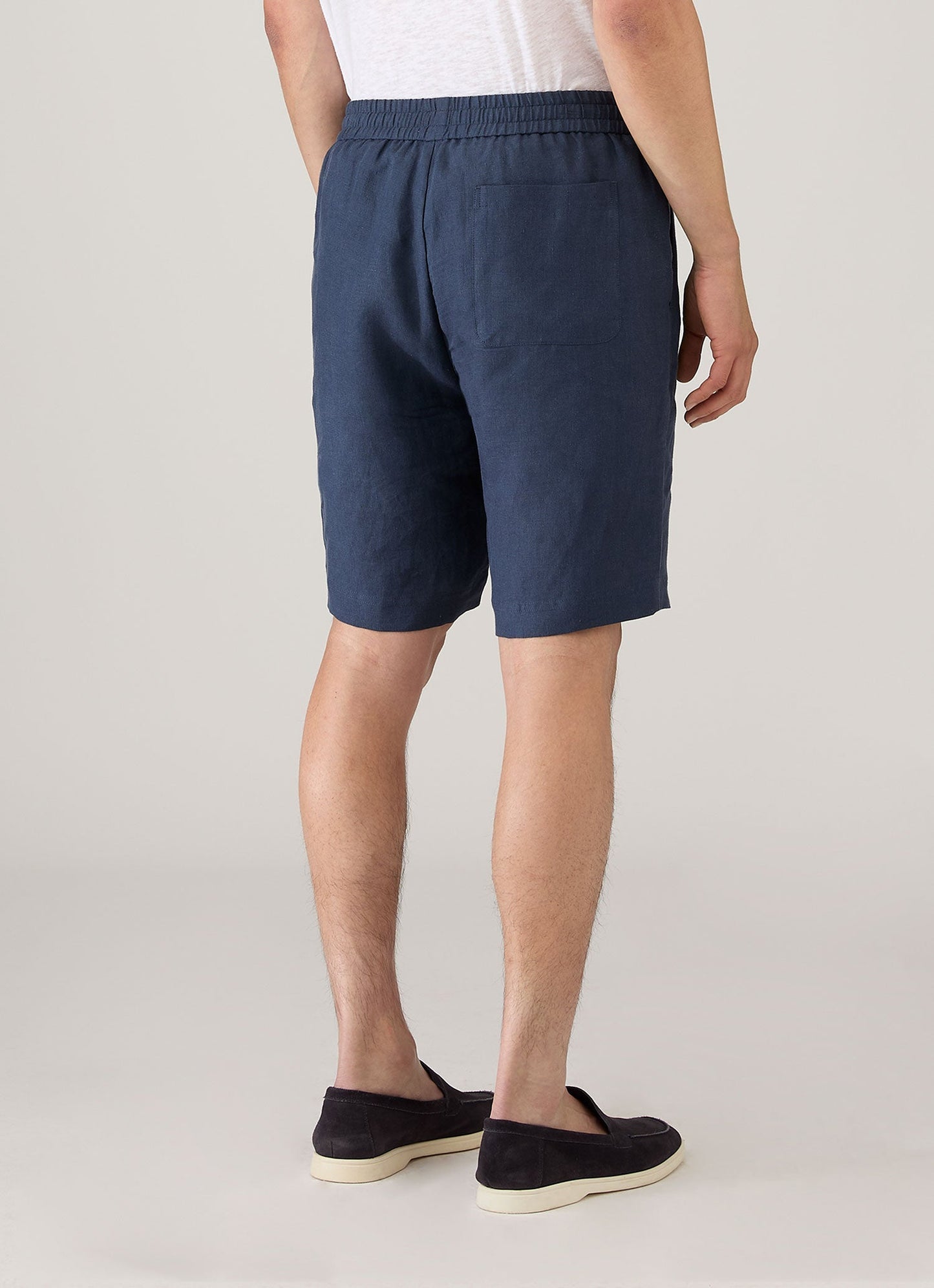 Mens Linen Drawstring Short In Light Navy Mshr3516 Buaf