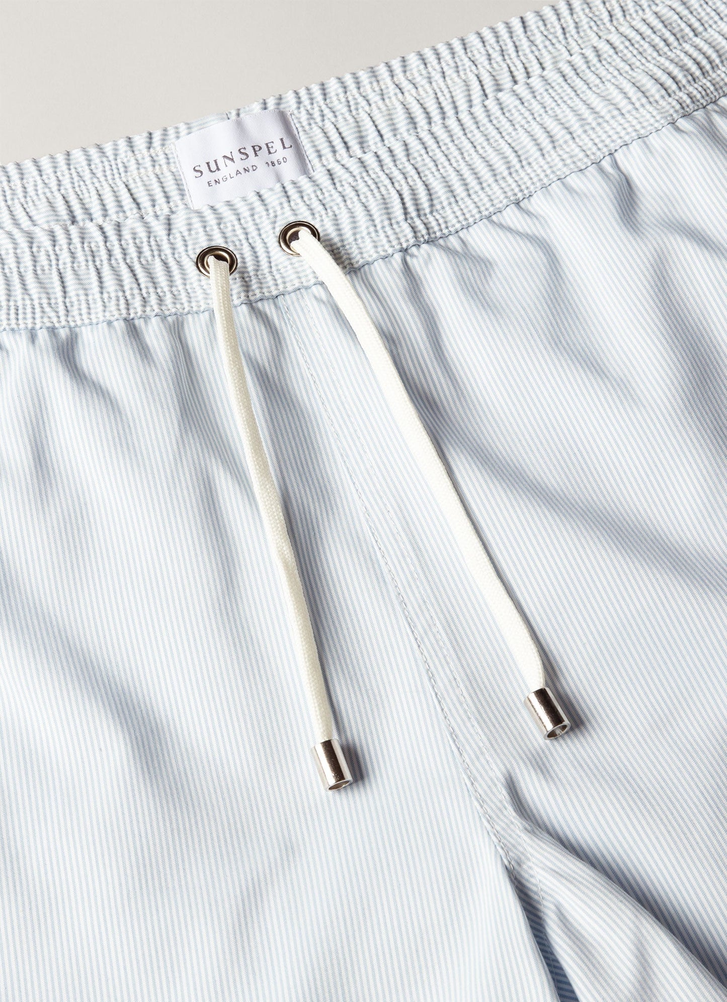 Men's Drawstring Swim Shorts in Sky Blue/White