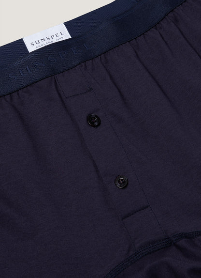 Mens Superfine Cotton Two Button Boxer Briefs In Navy Mshr4415 Buaa