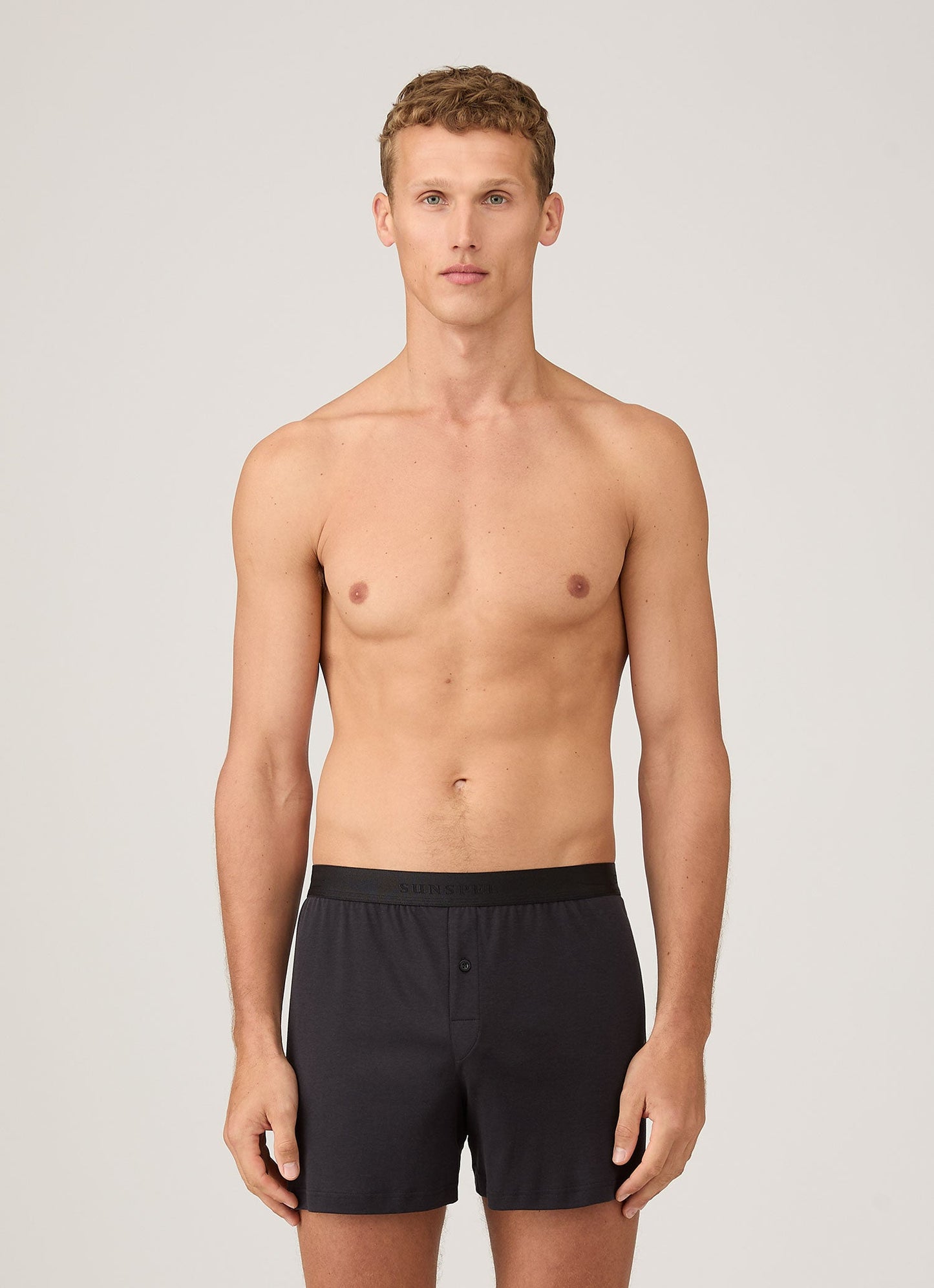 Mens Sea Island Cotton One Button Boxer Short In Black Mshr4419 Bkaa