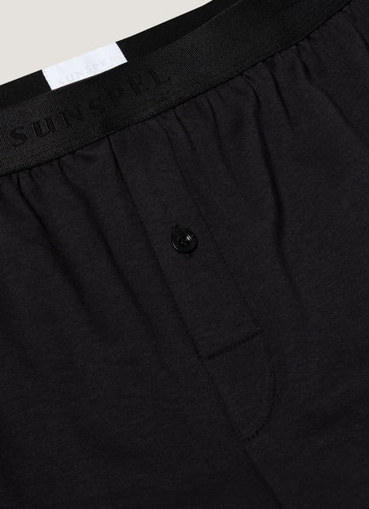 Mens Sea Island Cotton One Button Boxer Short In Black Mshr4419 Bkaa