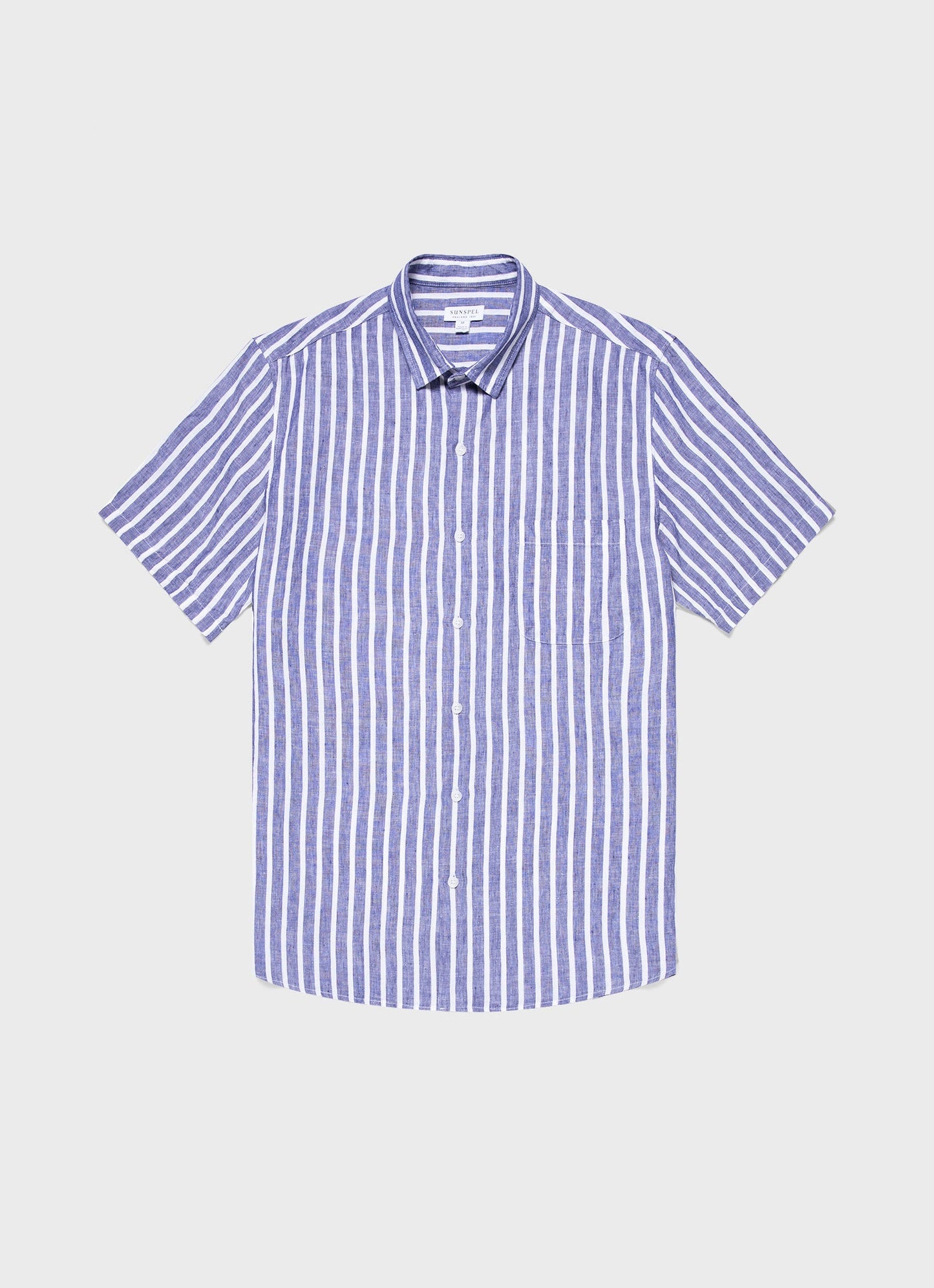 Mens Short Sleeve Linen Shirt In Navy White Msht2039 Stmo
