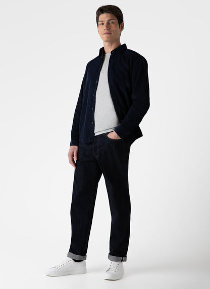 Mens Fine Cord Shirt In Navy Msht2058 Buaa