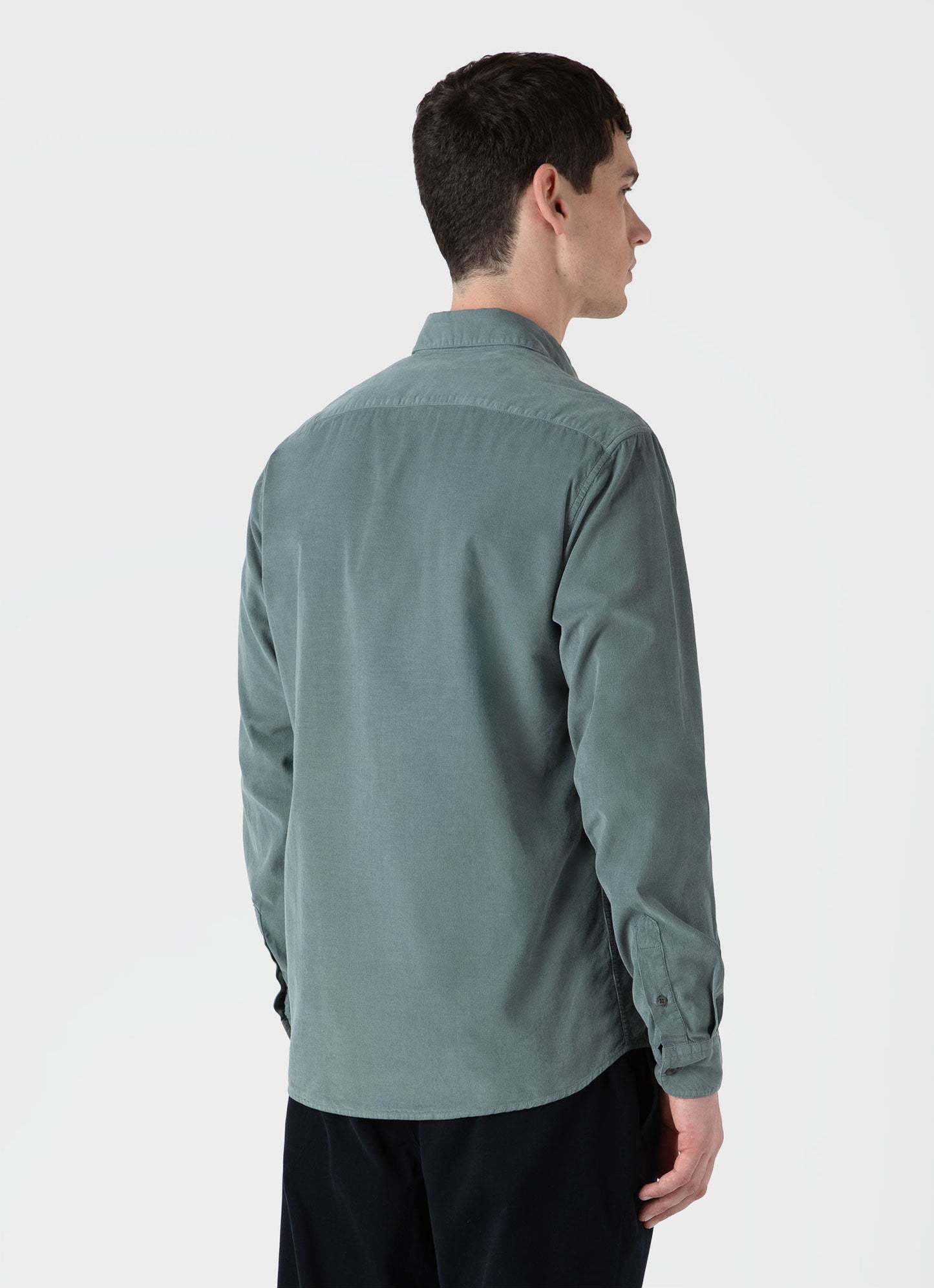 Mens Fine Cord Shirt In Smoke Green Msht2058 Gnhp