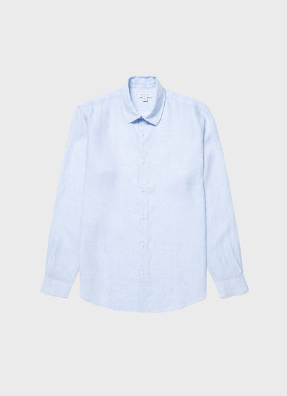 Mens Linen Shirt In Light Blue Msht2106 Buus