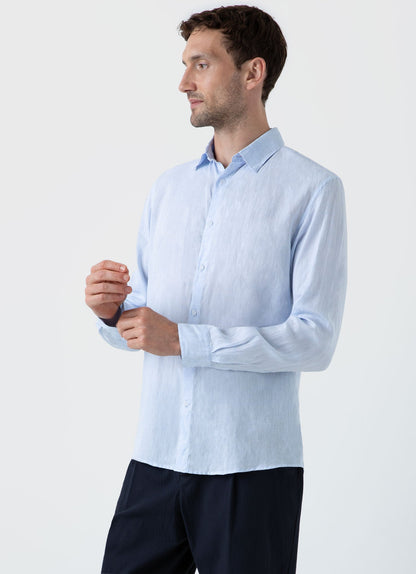 Mens Linen Shirt In Light Blue Msht2106 Buus