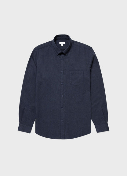 Mens Button Down Flannel Shirt In Navy Melange Msht2063 Buag2