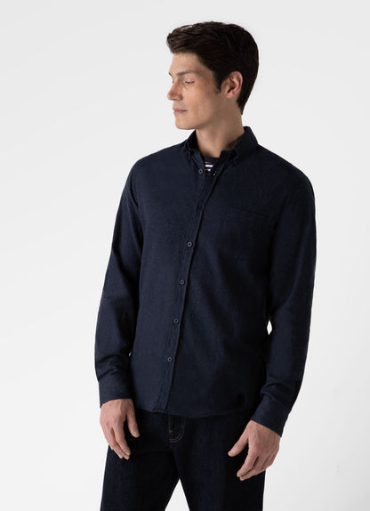 Mens Button Down Flannel Shirt In Navy Melange Msht2063 Buag2