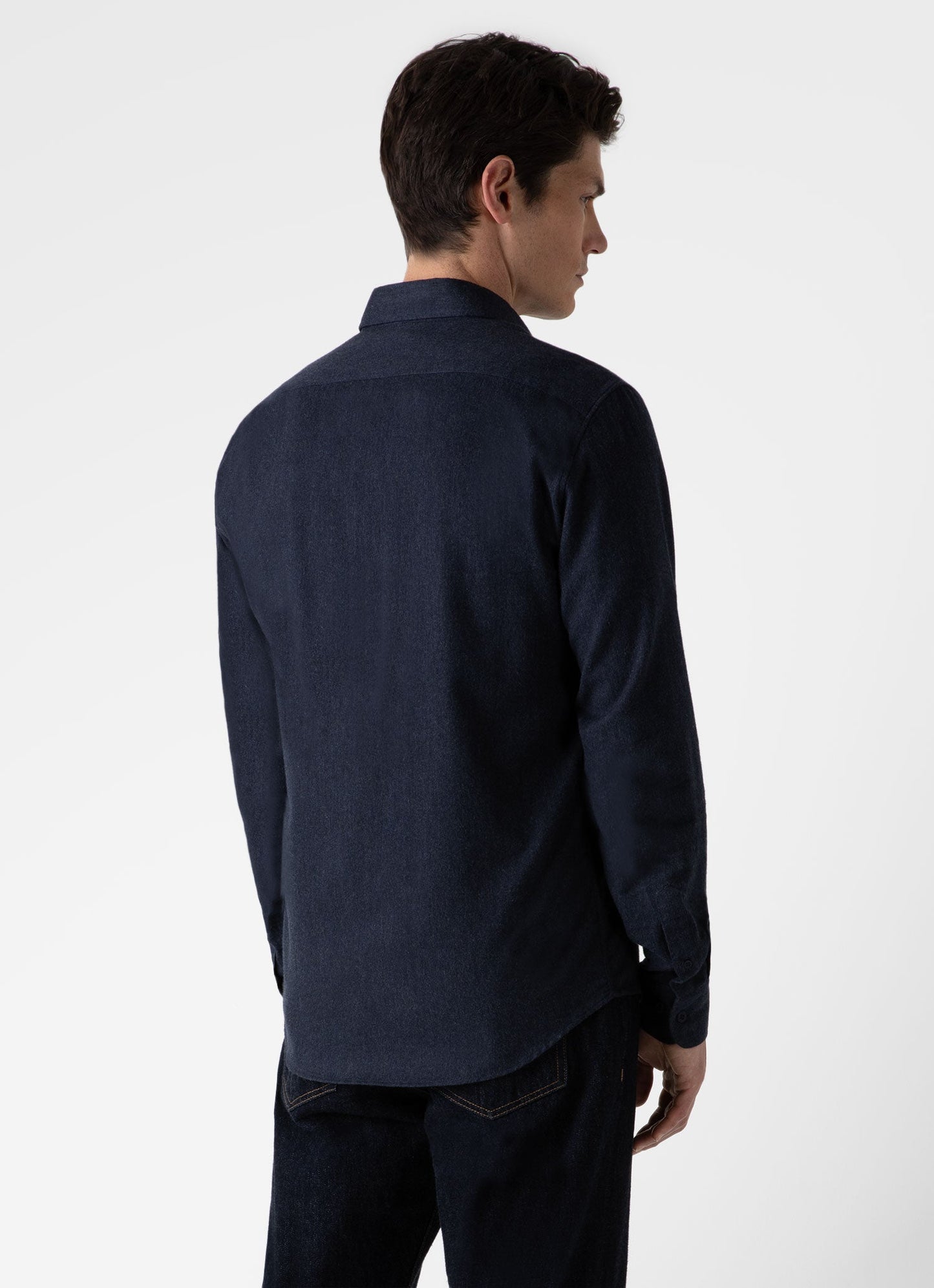 Mens Button Down Flannel Shirt In Navy Melange Msht2063 Buag2
