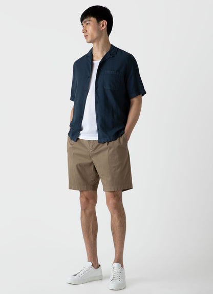 Mens Waffle Camp Collar Shirt In Navy Msht2064 Buaa