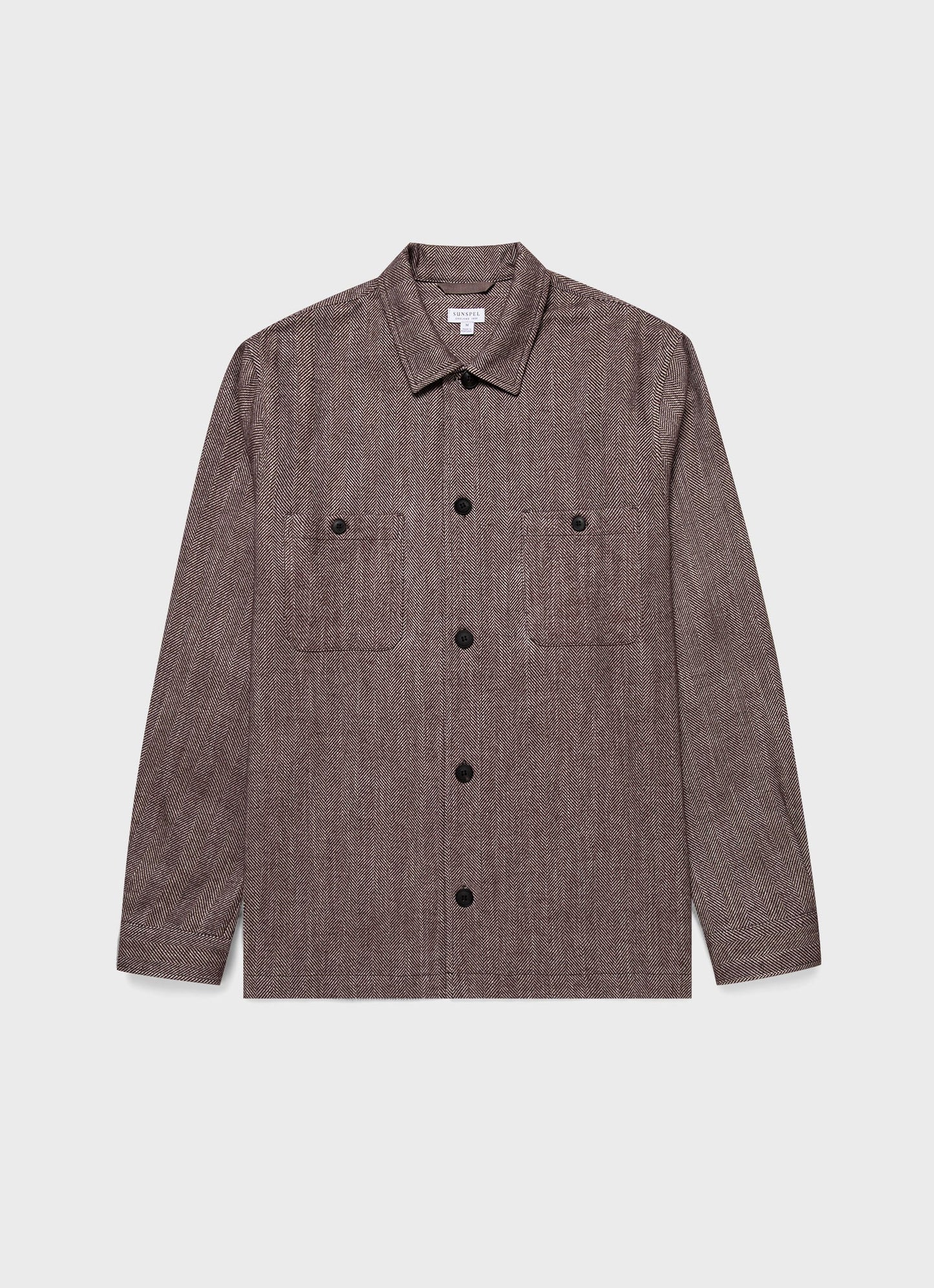 Mens Herringbone Overshirt In Light Brown Msht2095 Brfs