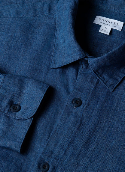 Mens Linen Shirt In Ink Blue Msht2106 Buvo
