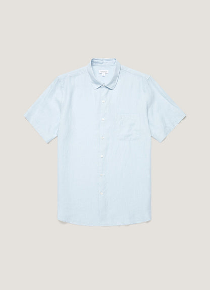 Mens Short Sleeve Linen Shirt In Light Blue Msht2119 Buwg