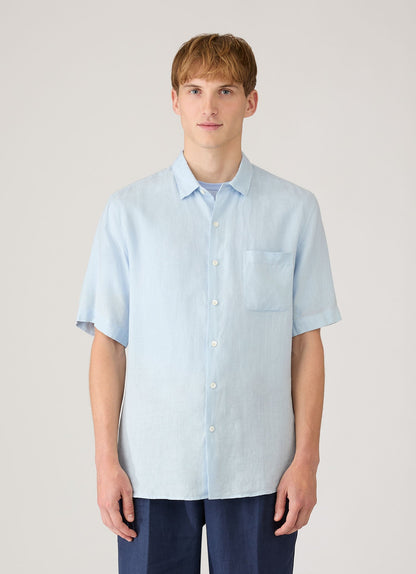 Mens Short Sleeve Linen Shirt In Light Blue Msht2119 Buwg