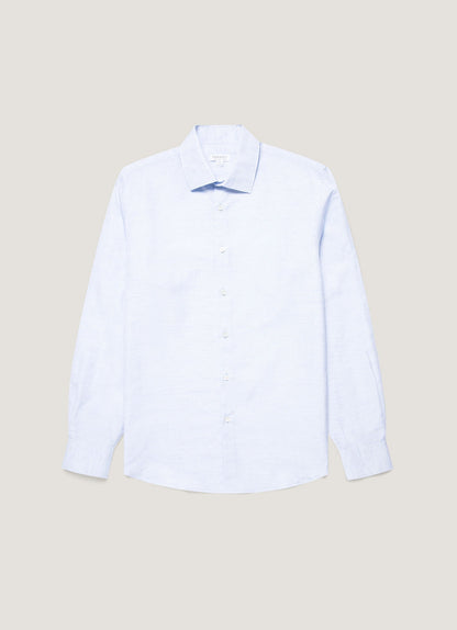 Mens Sea Island Cotton Linen Shirt In Light Blue Msht2125 Buud