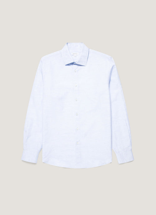 Mens Sea Island Cotton Linen Shirt In Light Blue Msht2125 Buud